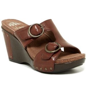 Dansko Fern Brown Leather Sandal Wedge Platform size 40